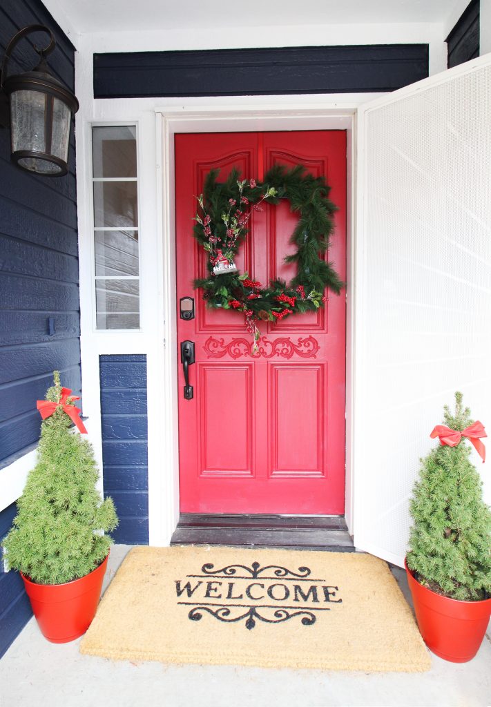 DIY Christmas Wreath and Front Porch - Classy Clutter